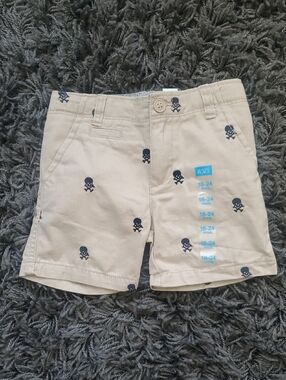 The Children's Place Beige Shorts with Navy Skull Print